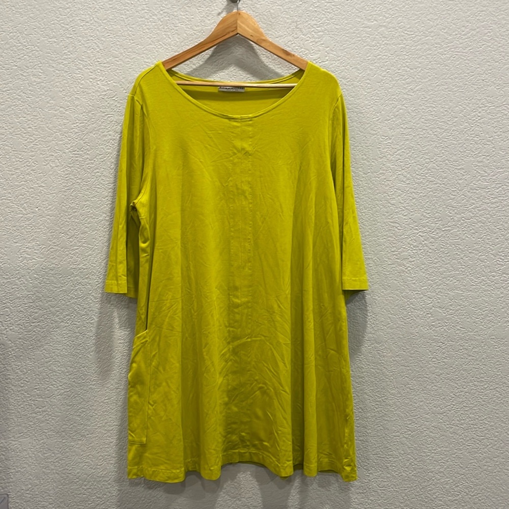 Bryn Walker Oversized Bamboo Organic Cotton Chartreuse Green Tunic Size Medium